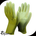 SRSAFETY yellow pu coated gloves with kint wrist